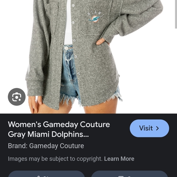 Women's Gray Button-Down Shirt with Embroidered Detail - Picture 2 of 3